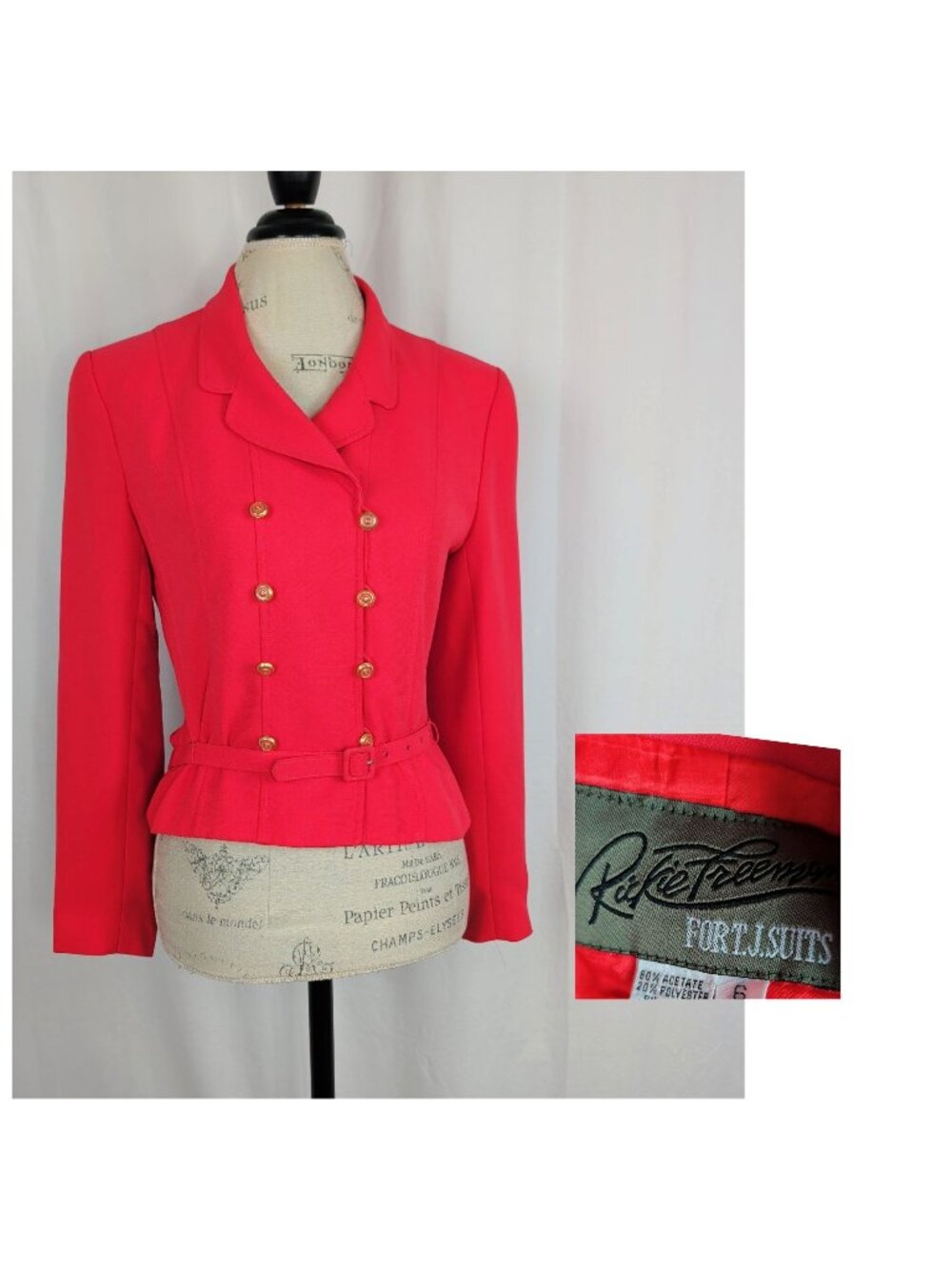 Vintage Rickie Freeman Blazer 6 Coral Double Breast
